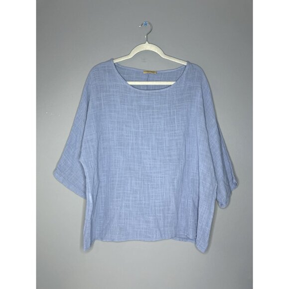 Beyond Capri Lagenlook Top Oversized Boxy Made in Italy OS Relaxed Gauzy Cotton - Picture 10 of 10